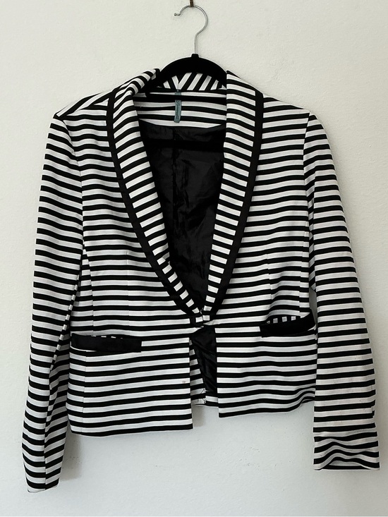 Passaxella Jackets & Blazers - Passaxella Black & White Striped Blazer Jacket Women’s Size Small